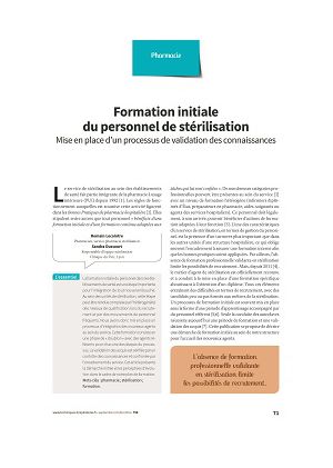 Formation initiale du personnel de stérilisation : processus de validation des connaissances 